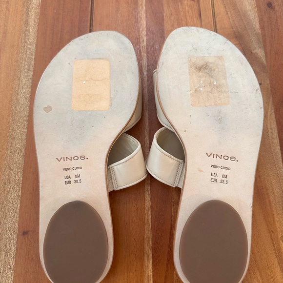 Vince Leather Cream Women's Slide Sandals 8 - Picture 5 of 5
